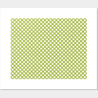 Polka Dot Collection - Green and White Pattern Posters and Art